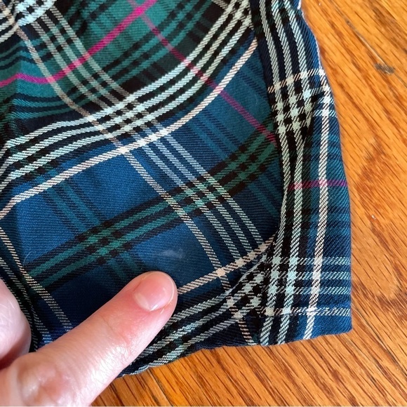 J. JILL Plaid Dipped Hem Button Up Tunic Blue Green Lightweight Button Down S - Picture 15 of 16